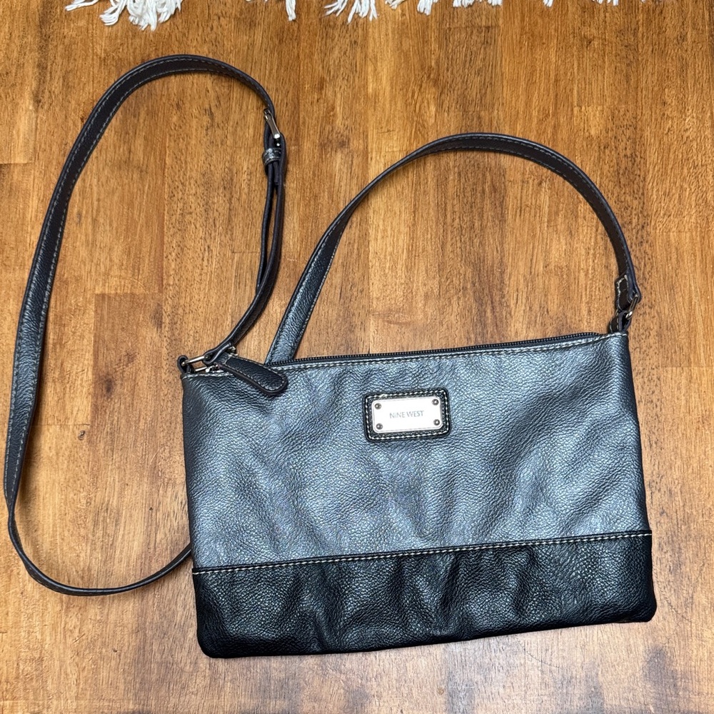 Nine West Metallic and Black Crossbody Bag